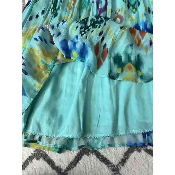 ANTHROPOLOGIE Serenade Turquoise Ikat Pullover Boho Maxi Dress Sz M *FLAW* - Picture 10 of 15